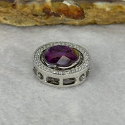 Natural Meteorite Spinning High Energy Feng Shui Charm in S925 Silver with Crystals For Necklace / Bracelet (Purple with Yellow Color) 4.10g 16.8 by 7.3mm - Huangs Jadeite and Jewelry Pte Ltd