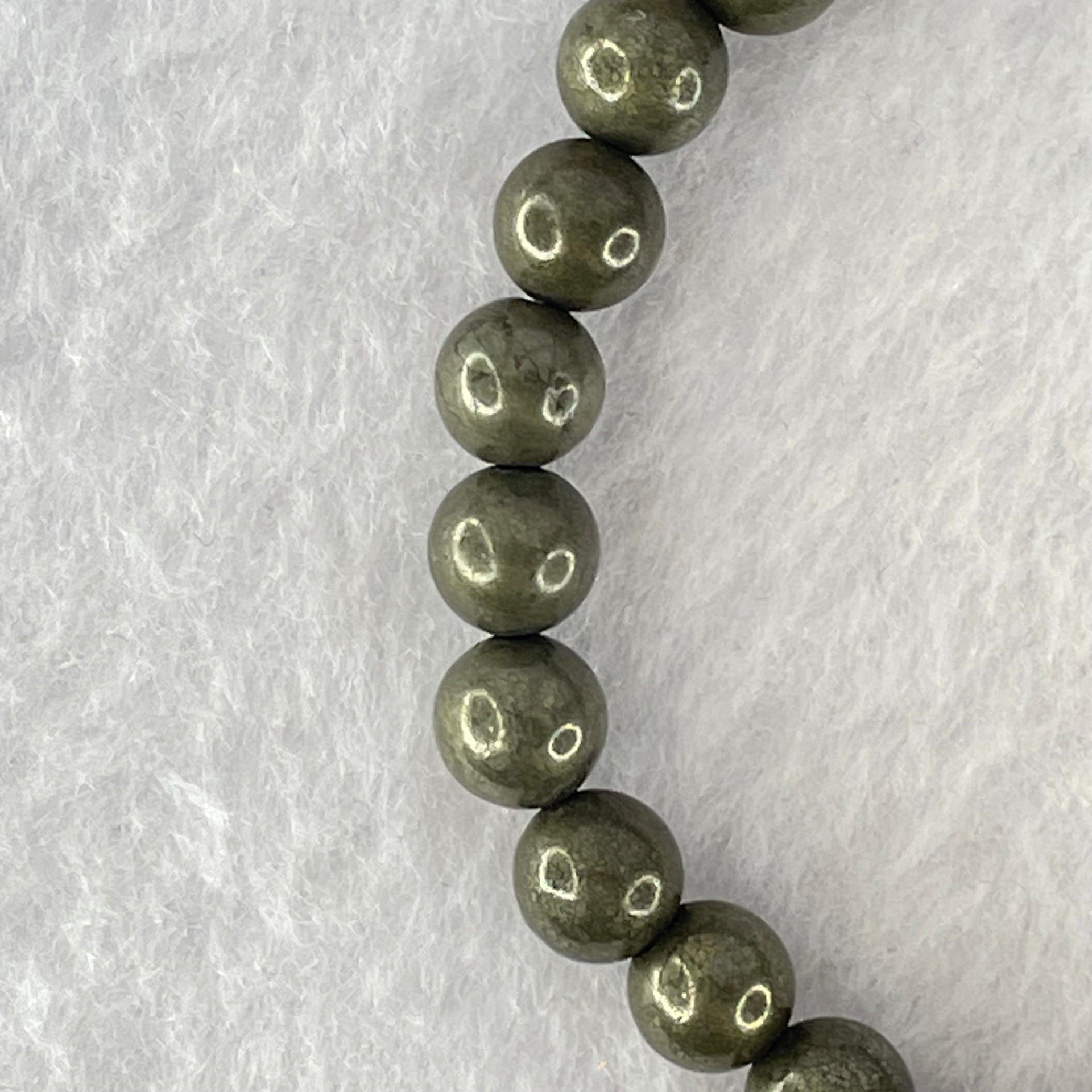 Natural Pyrite Beads Bracelet 天然黄铁矿手链 15.64g 13cm 6.4mm 25 Beads - Huangs Jadeite and Jewelry Pte Ltd