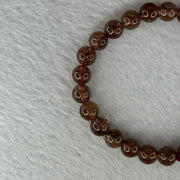 Natural Copper Rutilated Quartz Beads Bracelet 天然銅髮晶手镯 16.01g 16cm 7.9mm 25 Beads - Huangs Jadeite and Jewelry Pte Ltd
