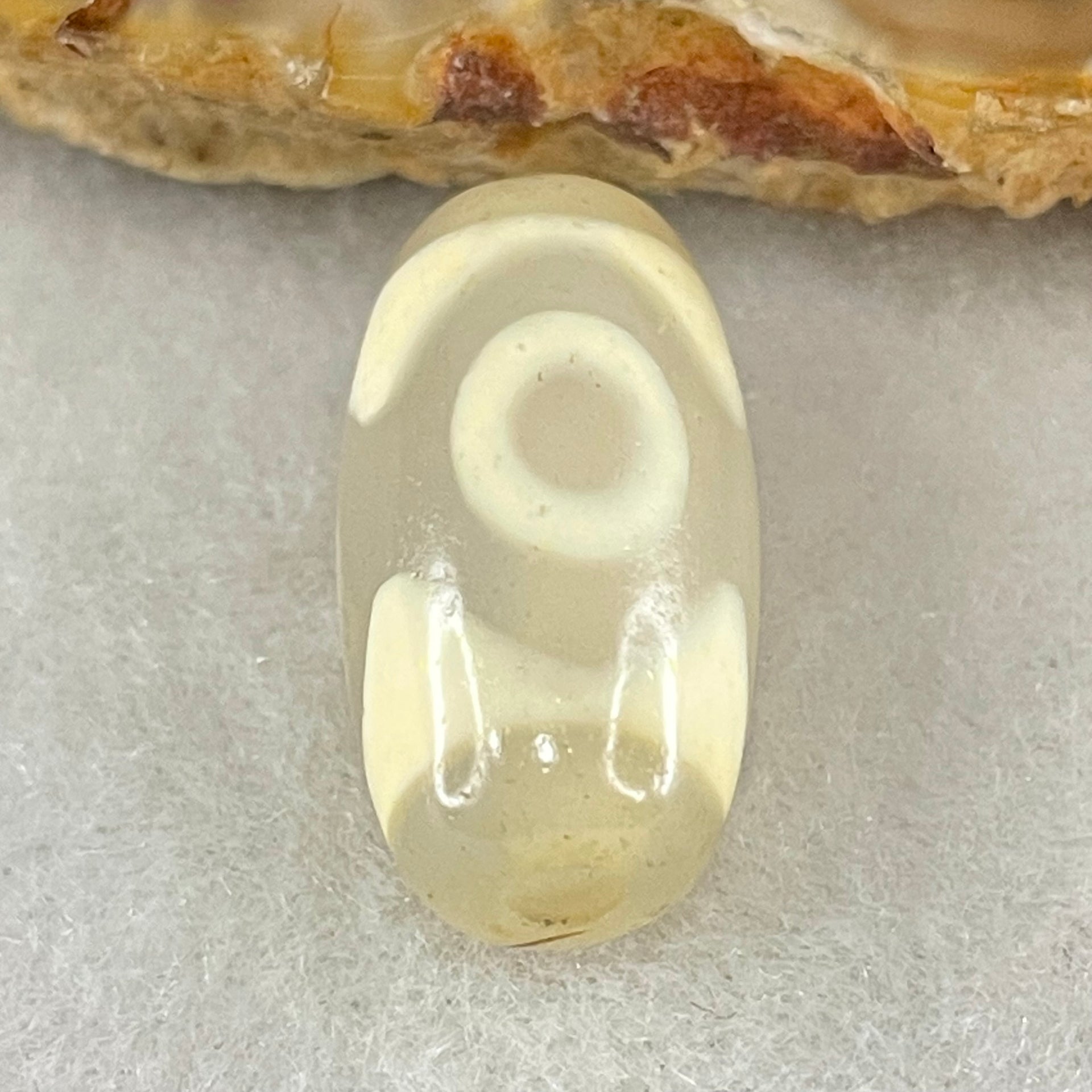 Natural Powerful Tibetan Old Oily Agate 3 Eyes Dzi Bead Heavenly Master (Tian Zhu) 三眼天诛 2.98g 19.4 by 10.4mm - Huangs Jadeite and Jewelry Pte Ltd