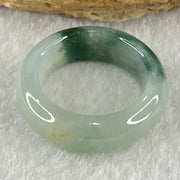 Type A Light Blueish Green and Dark Blueish Green Patches Jadeite Ring 5.06g 7.4 by 4.1mm US7.3 HK16 (Very Slight Internal Lines) - Huangs Jadeite and Jewelry Pte Ltd