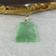 Type A Green Jadeite Wu Shi Pai in S925 Silver Clasp 3.78g 24.7 by 19.4 by 3.2mm - Huangs Jadeite and Jewelry Pte Ltd