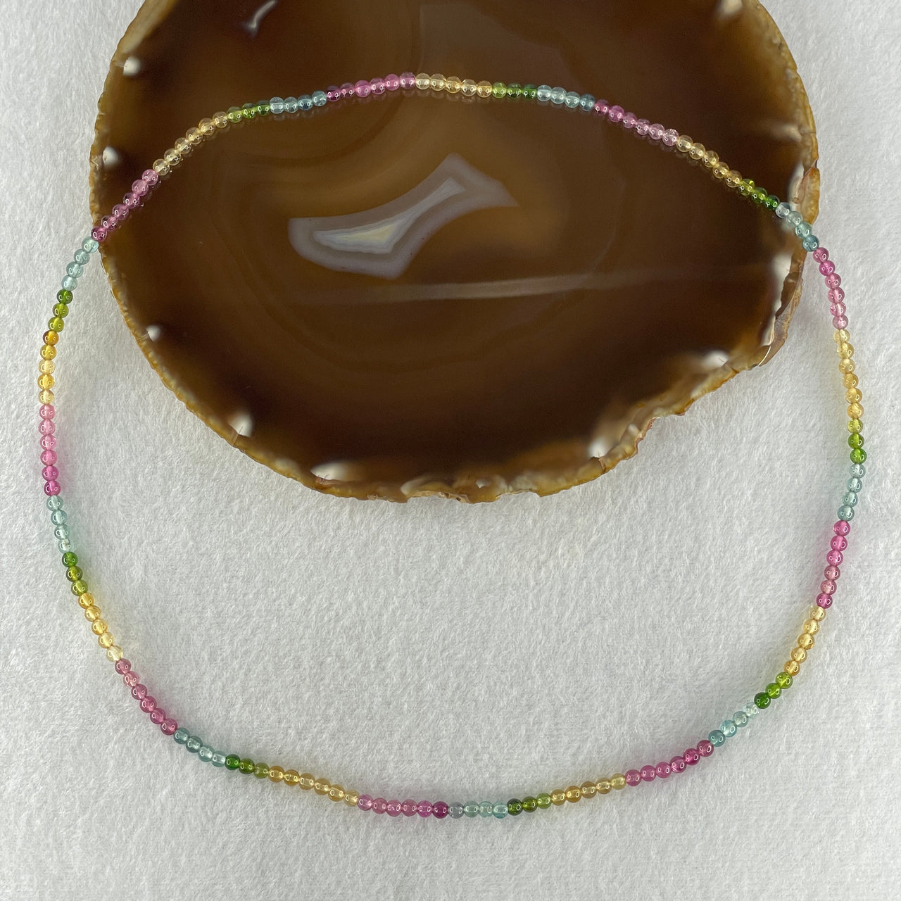 Very Good Grade Natural Transparent Rainbow Tourmaline Crystal Beads Necklace 11.01g 54cm 3.6mm 165 Beads