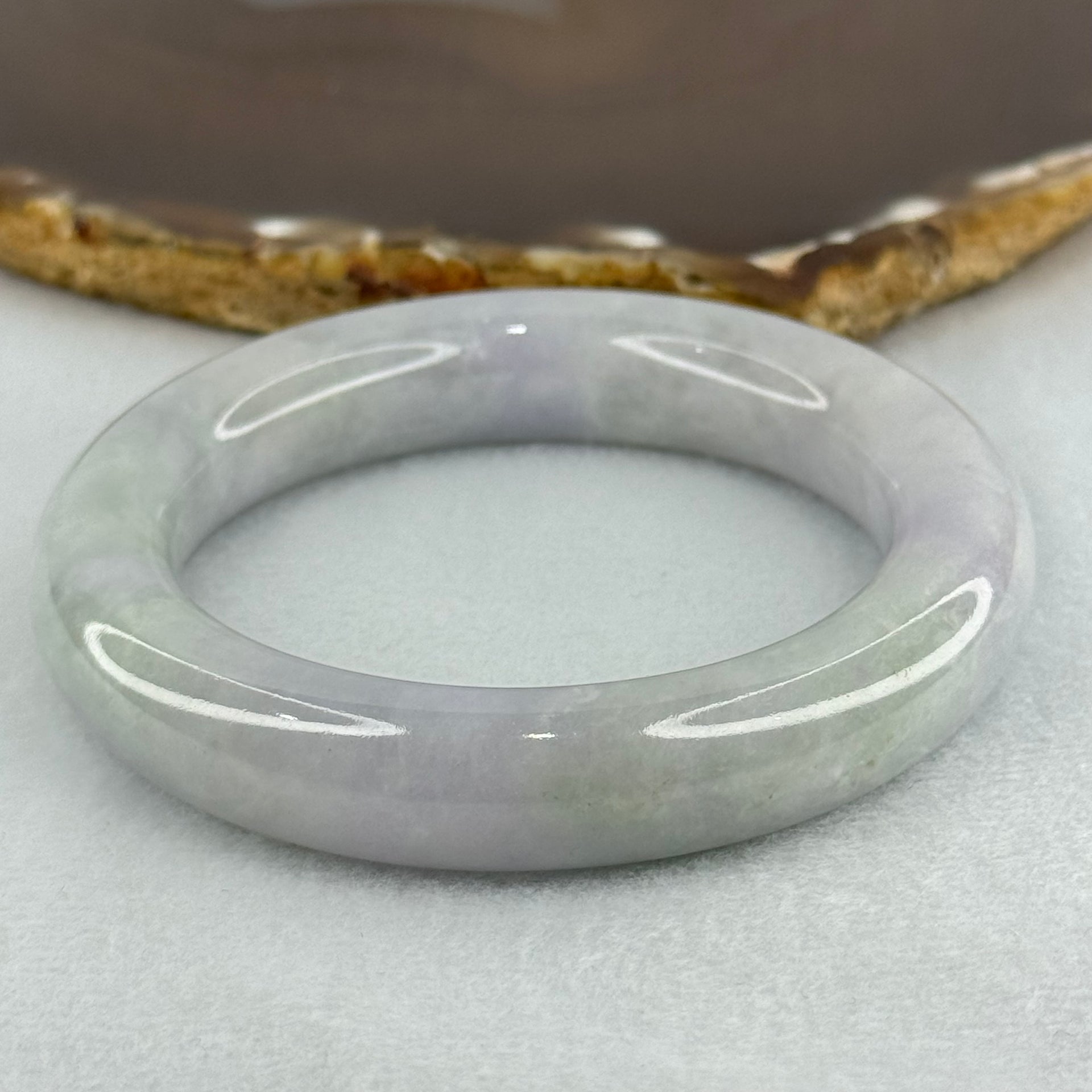 Type A Light Lavender with Light Green Parches Jadeite Bangle Internal Diameter 54.5mm 81.60g 13.0 by 11.8mm (Very Slight Internal Lines) - Huangs Jadeite and Jewelry Pte Ltd