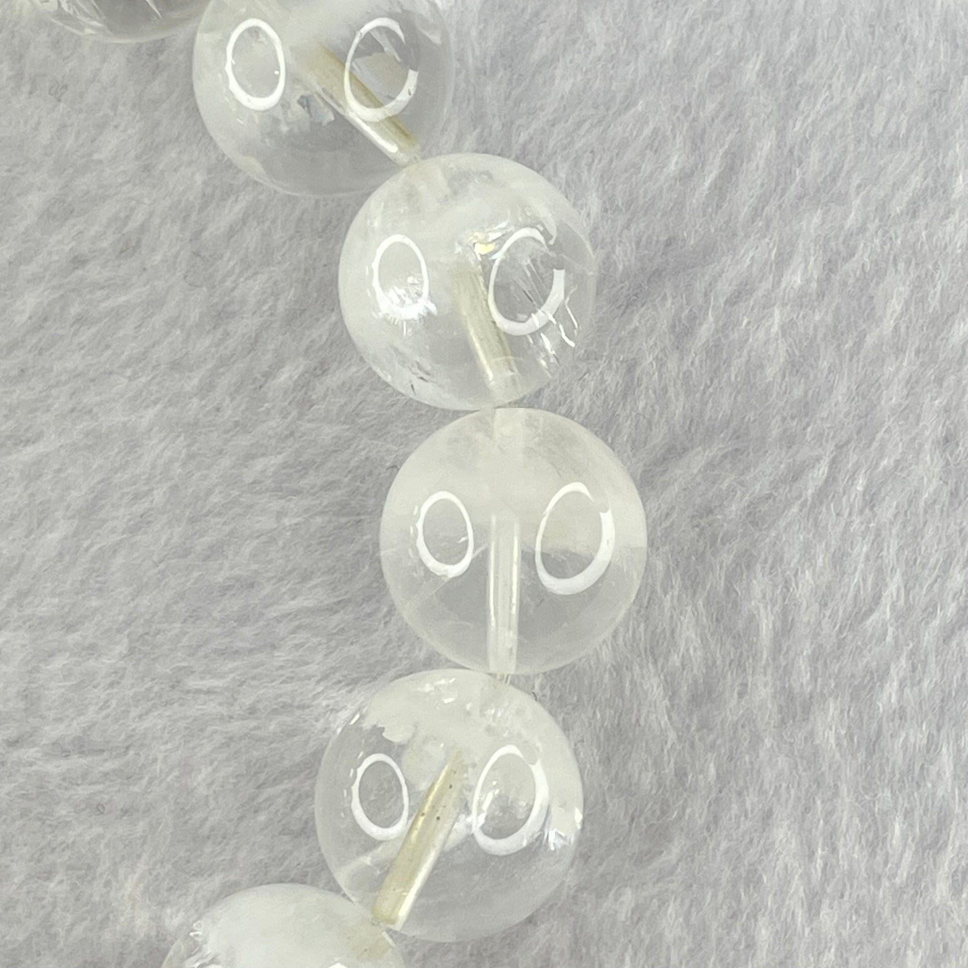 Natural White Phantom Quartz Beads Bracelet 68.81g 20cm 14.8mm 16 Beads - Huangs Jadeite and Jewelry Pte Ltd