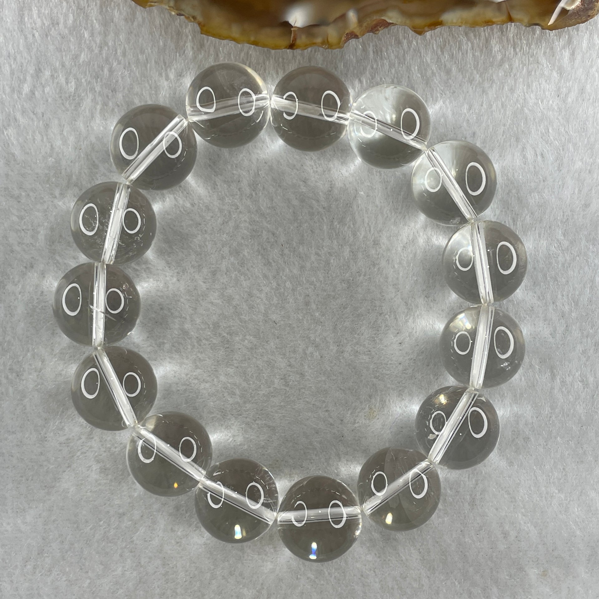 Natural Clear Quartz Beads Bracelet 60.66g 16.5cm 14.4mm 15 Beads - Huangs Jadeite and Jewelry Pte Ltd