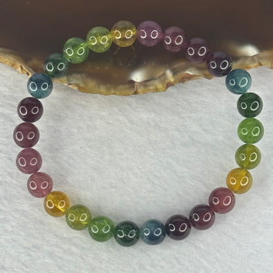 Good Grade Natural Tourmaline Beads Bracelet 好的天然碧玺珠手链 15.59g 16cm 7.5mm 26 Beads - Huangs Jadeite and Jewelry Pte Ltd
