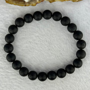 Natural Dark Matt Black Amber Beads Bracelet 天然大黑天翁琥珀手链 7.08g 15cm 8.4mm 22 Beads - Huangs Jadeite and Jewelry Pte Ltd