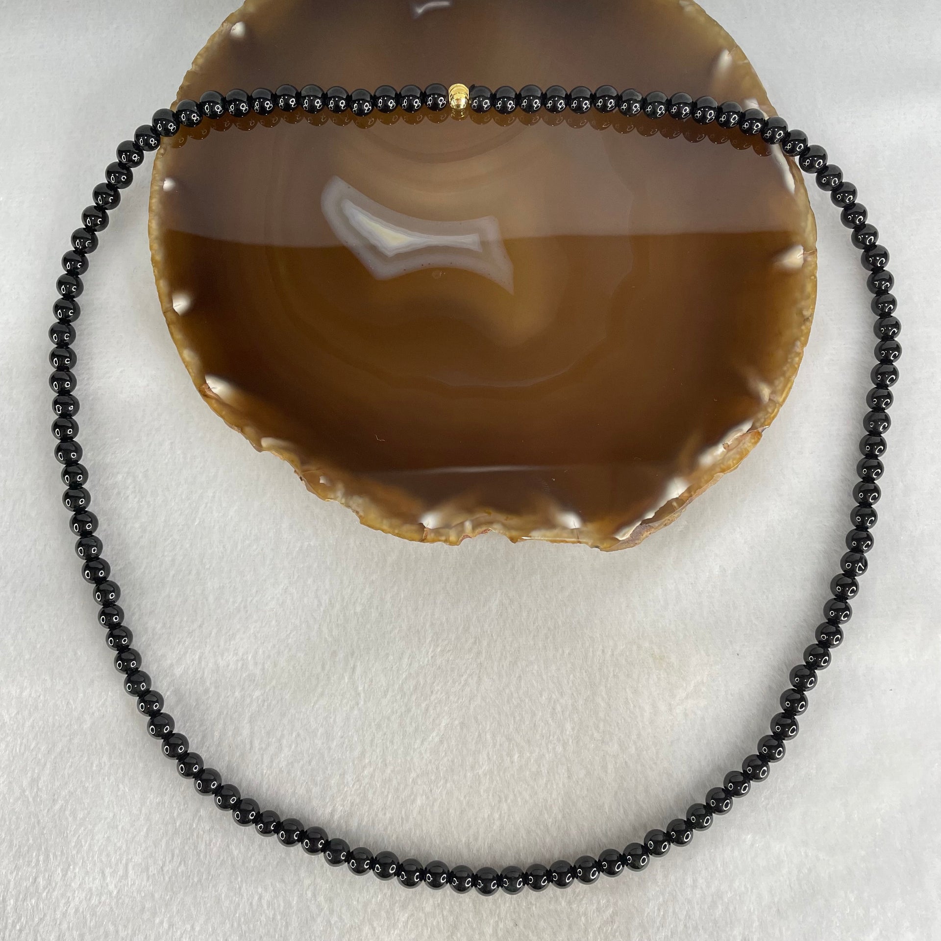 Type A Opaque Black Omphacite Jadeite Beads Necklace 45.34g 60cm 6.2mm 107 beads - Huangs Jadeite and Jewelry Pte Ltd