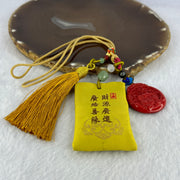 Natural Red Cinnabar Deer on Lotus Flower Pendent with Lucky Charm Bag for Good Wealth and Good Relationship 34.20g 33.2 by 30.9 by 7.5mm - Huangs Jadeite and Jewelry Pte Ltd