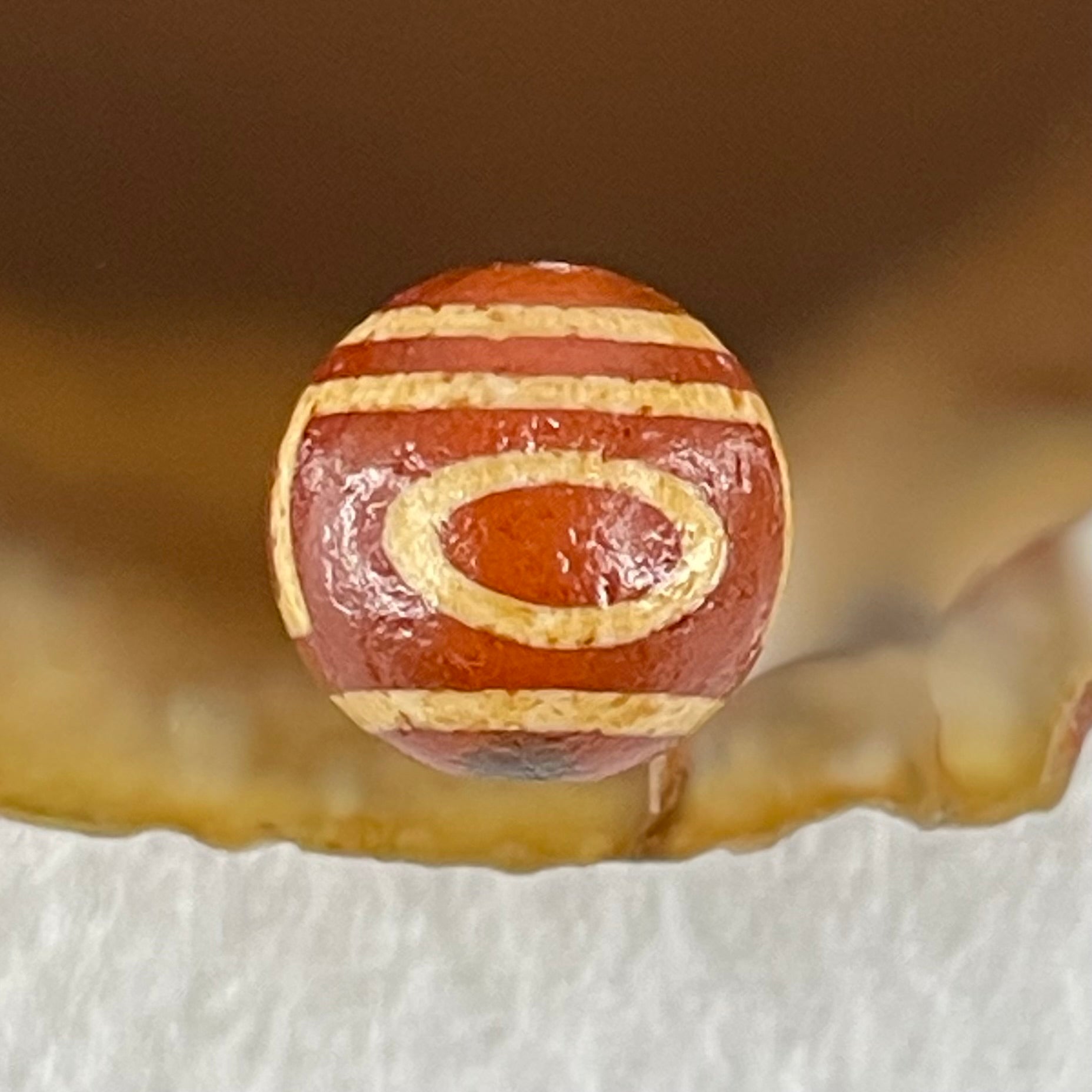 Natural Powerful Tibetan Old Oily Agate 1 Eye With Mountain Support Dzi Bead Heavenly Master (Tian Zhu) 一眼靠天珠 1.49g 10.1 by 10.3mm - Huangs Jadeite and Jewelry Pte Ltd