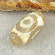 Natural Powerful Tibetan Old Oily Agate 3 Eyes Dzi Bead Heavenly Master (Tian Zhu) 三眼天诛 3.05g 20.1 by 10.2mm - Huangs Jadeite and Jewelry Pte Ltd