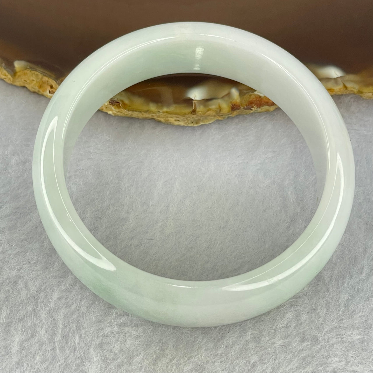Type A Faint Lavender Green Jadeite Bangle Internal Diameter 55.3mm 61.24g 17.3 by 7.2mm (Internal Lines) - Huangs Jadeite and Jewelry Pte Ltd