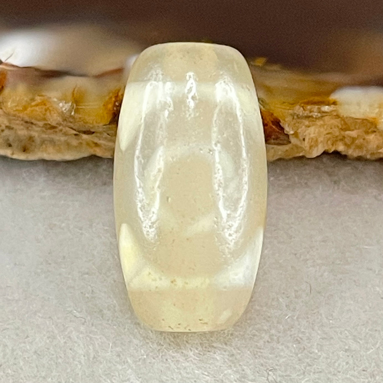 Natural Powerful Tibetan Old Oily Agate 3 Eyes Dzi Bead Heavenly Master (Tian Zhu) 三眼天诛 3.39g 20.1 by 10.5mm - Huangs Jadeite and Jewelry Pte Ltd