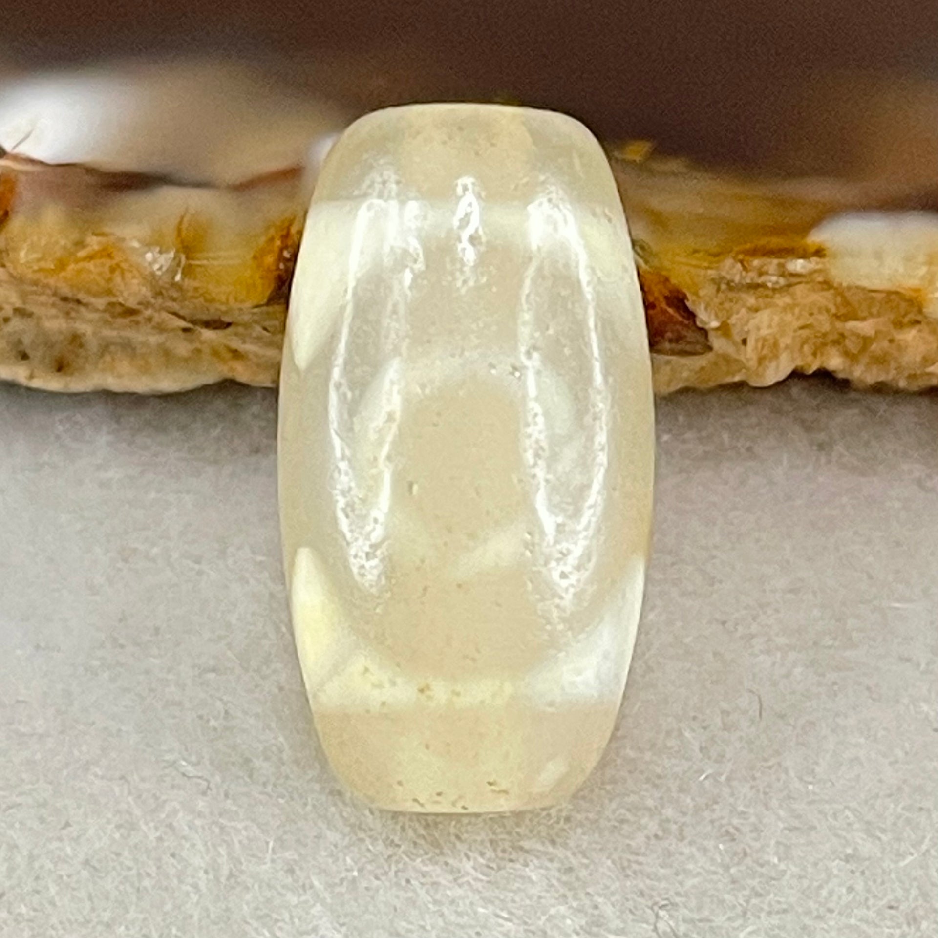 Natural Powerful Tibetan Old Oily Agate 3 Eyes Dzi Bead Heavenly Master (Tian Zhu) 三眼天诛 3.39g 20.1 by 10.5mm - Huangs Jadeite and Jewelry Pte Ltd