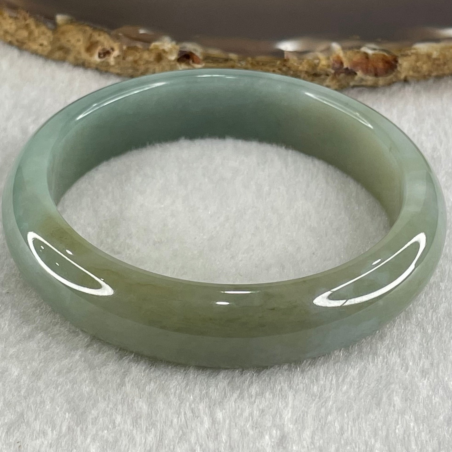 Type A Blueish Green with Brown Patches Jadeite Bangle 50.88g Internal Diameter 54.8mm 13.2 by 7.5mm (Close to Perfect) - Huangs Jadeite and Jewelry Pte Ltd