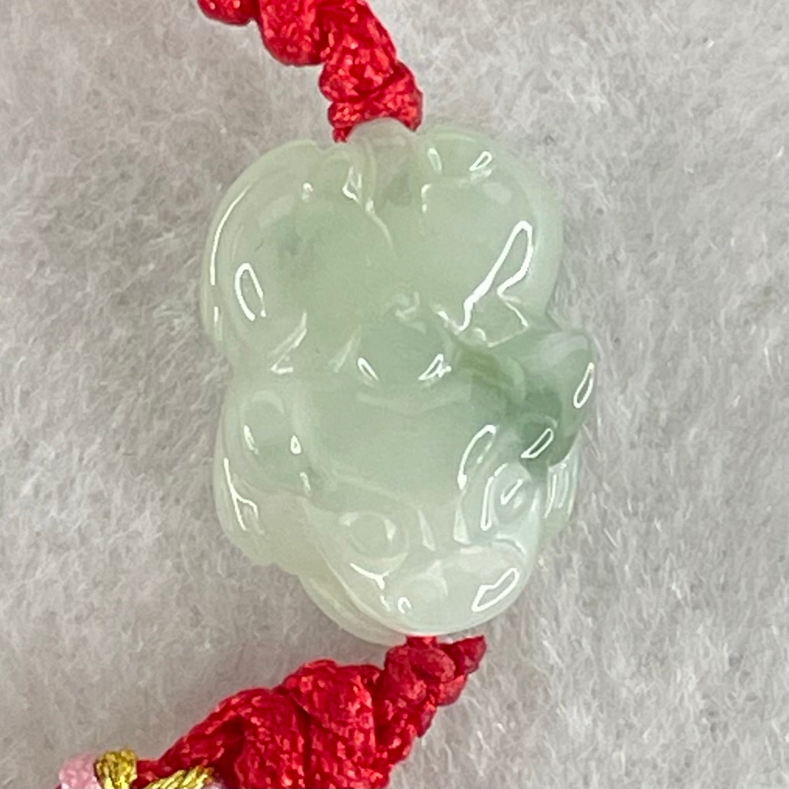 Type A Faint Green with Blueish Green Patch Jadeite Male Pixiu String Bracelet 5.60g 16.8 by 12.6 by 10.0mm - Huangs Jadeite and Jewelry Pte Ltd