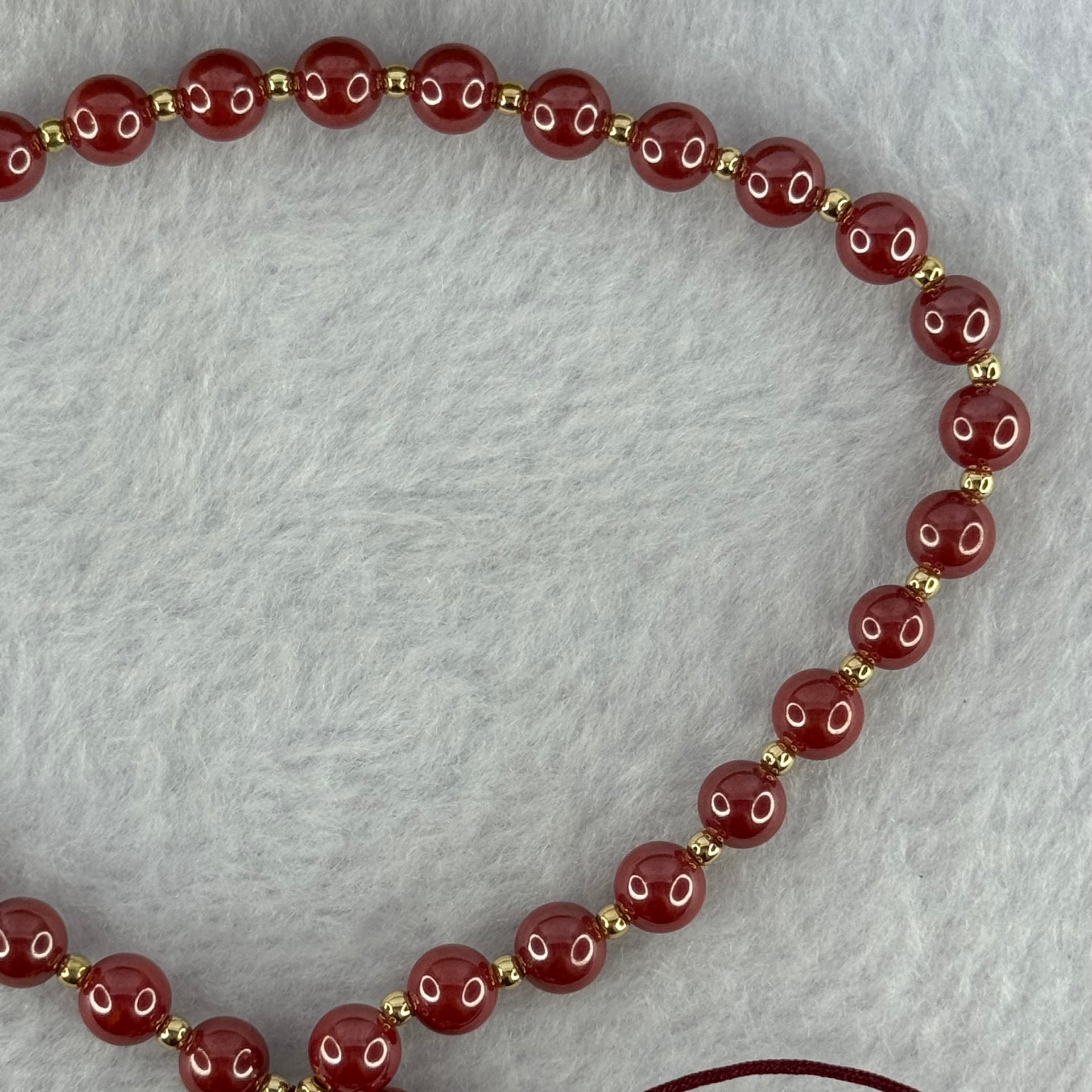 Natural Red Cinnabar Beads Princess Handphone Charm 25.90g 12.2mm - Huangs Jadeite and Jewelry Pte Ltd