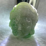 Type A Green with Wuji Grey Jadeite Good vs Evil Pendent 30.72g 31.6 by 24.7 by 23.6mm - Huangs Jadeite and Jewelry Pte Ltd