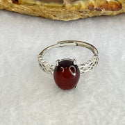 Natural Blood Red Amber in S925 Sliver Ring 1.55g 10.2 by 8.5 by 6.0mm - Huangs Jadeite and Jewelry Pte Ltd