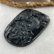 Type A Opaque to Partial Translucent Black Omphacite Jadeite Dragon Pendant 34.19g 66.8 by 45.5 by 9.4mm - Huangs Jadeite and Jewelry Pte Ltd