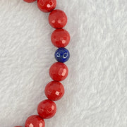 Natural Red Cinnabar Beads Bracelet with Flower Charm and Amber Pumpkin 26.20g 11.6 by 9.6mm 8.2mm 22 Beads - Huangs Jadeite and Jewelry Pte Ltd