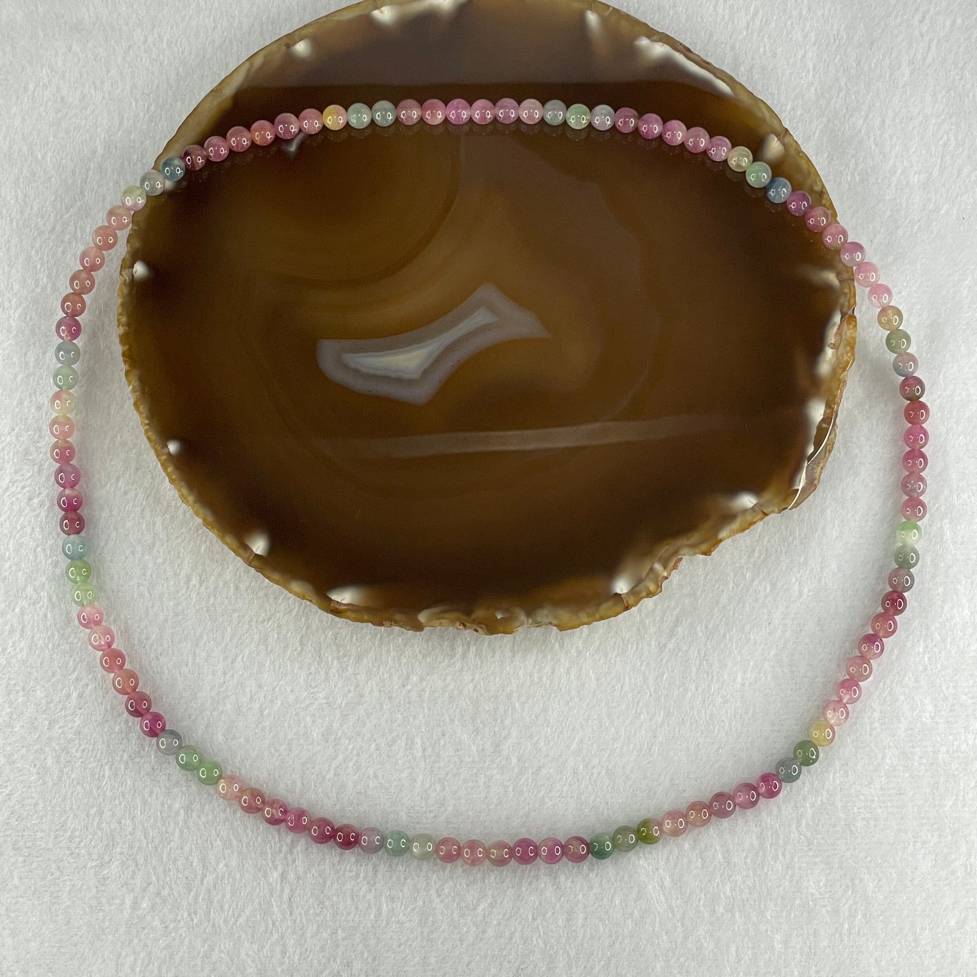 Natural Pink with Blue Tourmaline Crystal Beads Necklace 27.45g 54cm 5.6mm 105Beads - Huangs Jadeite and Jewelry Pte Ltd