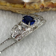 High Grade Natural Royal Blue Sapphire 1.8ct Natural Diamonds 0.45ct Platinum PT950 Pendant 6.98g with PT900 Necklace 3.95g Max 44cm Adjustable Total 10.93g - Huangs Jadeite and Jewelry Pte Ltd