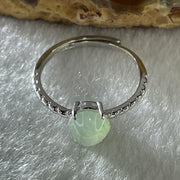 Natural Type A Semi Icy Faint Green Jadeite Oval Shape Cabouchon in S925 Silver Ring (Adjustable Size) 1.57g 7.7 by 6.9 by 5.0mm - Huangs Jadeite and Jewelry Pte Ltd