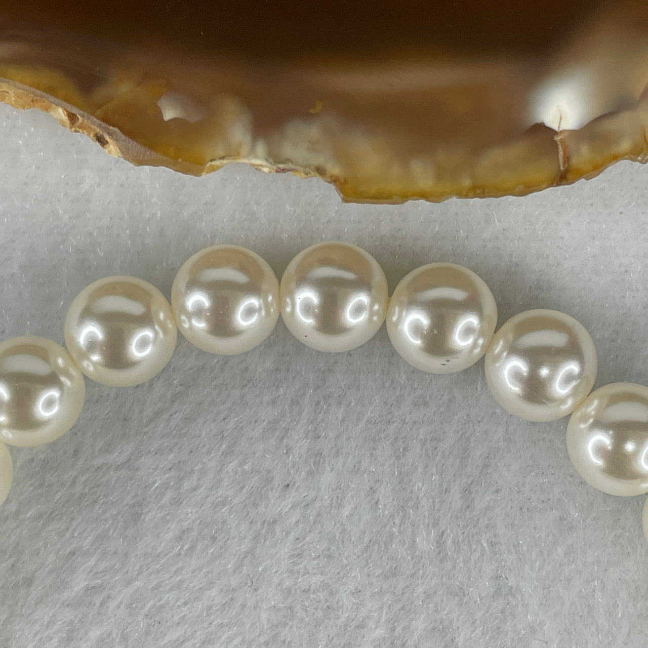 Natural Faux White Pearl Beads Bracelet 18.15g 19cm 8.1mm 28 Beads