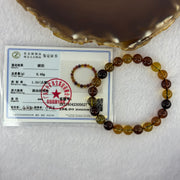 Natural Mixed Color Amber Beads Bracelet 6.49g 15.5cm 8.1mm 23 Beads - Huangs Jadeite and Jewelry Pte Ltd