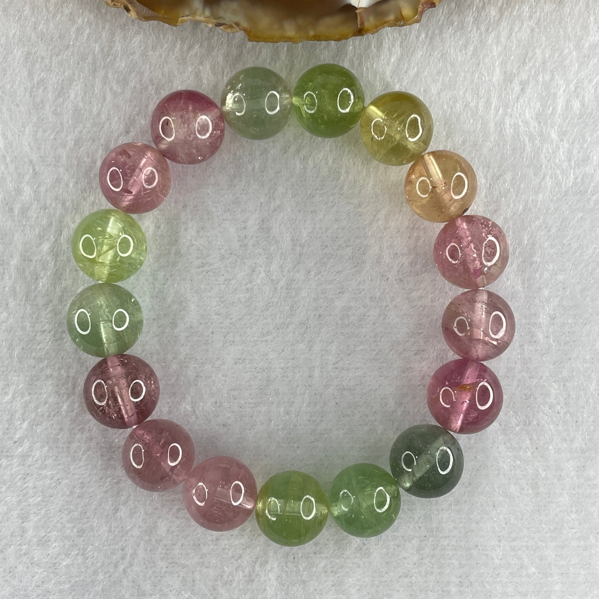 Very Good Natural Tourmaline Crystal Beads Bracelet 28.33g 13.5cm 10.4mm 17Beads - Huangs Jadeite and Jewelry Pte Ltd