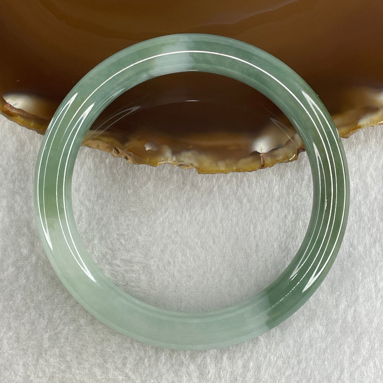 Type A Natural Oily Green with Light Green Jadeite Bangle 37.02g Inner Diameter 55.2mm 8.3 by 9.3mm (Close to Perfect) - Huangs Jadeite and Jewelry Pte Ltd