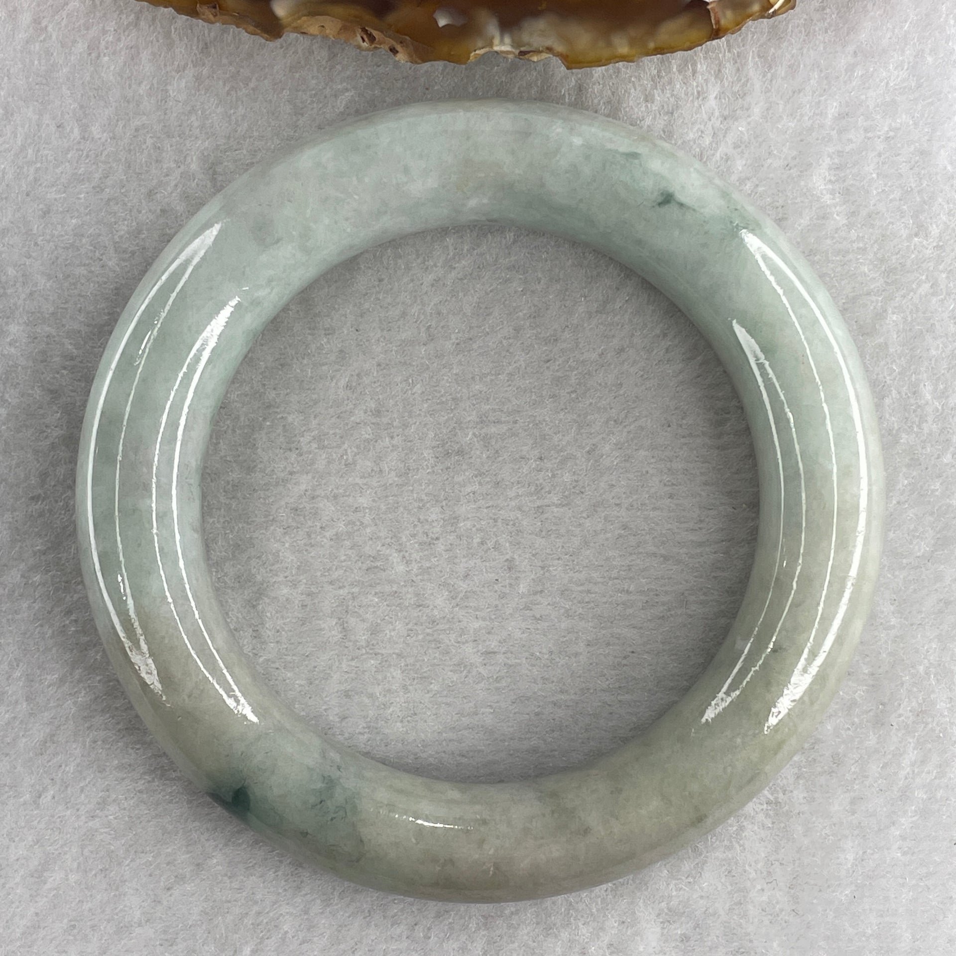 Natural Type A Green with Dark Green Spot Jadeite Bangle 88.51g Internal Diameter 56.4mm 12.8 by 13.3mm (Very Very Slight Internal Lines) - Huangs Jadeite and Jewelry Pte Ltd