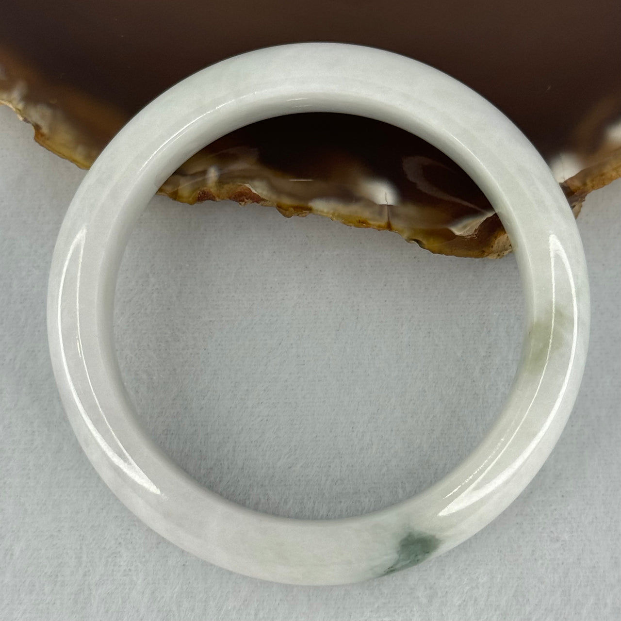 Type A Faint Green Lavender with Moss Green Patch Jadeite Bangle Internal Diameter 55.8mm 67.56g 14.8 by 8.6mm (Internal Lines) - Huangs Jadeite and Jewelry Pte Ltd