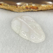 Type A White Jadeite Leaf Pendant 9.78g 40.5 by 23.9 by 6.3mm - Huangs Jadeite and Jewelry Pte Ltd