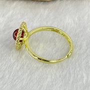 Natural Blood Red Amber in S925 Sliver Gold Color Ring (Adjustable Size) 2.43g 6.0mm - Huangs Jadeite and Jewelry Pte Ltd