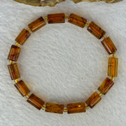 Natural Blood Flower Amber Lulutong Bracelet 天然血花琥珀手链 5.05g 16cm 10.3 by 6.3mm 15 Beads - Huangs Jadeite and Jewelry Pte Ltd