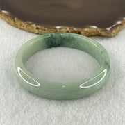 Natural Type A Light Green with Blueish Green Piao Hua Flora Jadeite Bangle 64.13g Inner Diameter 61.8mm 14.2 by 8.4mm (Very Slight Internal Lines) - Huangs Jadeite and Jewelry Pte Ltd