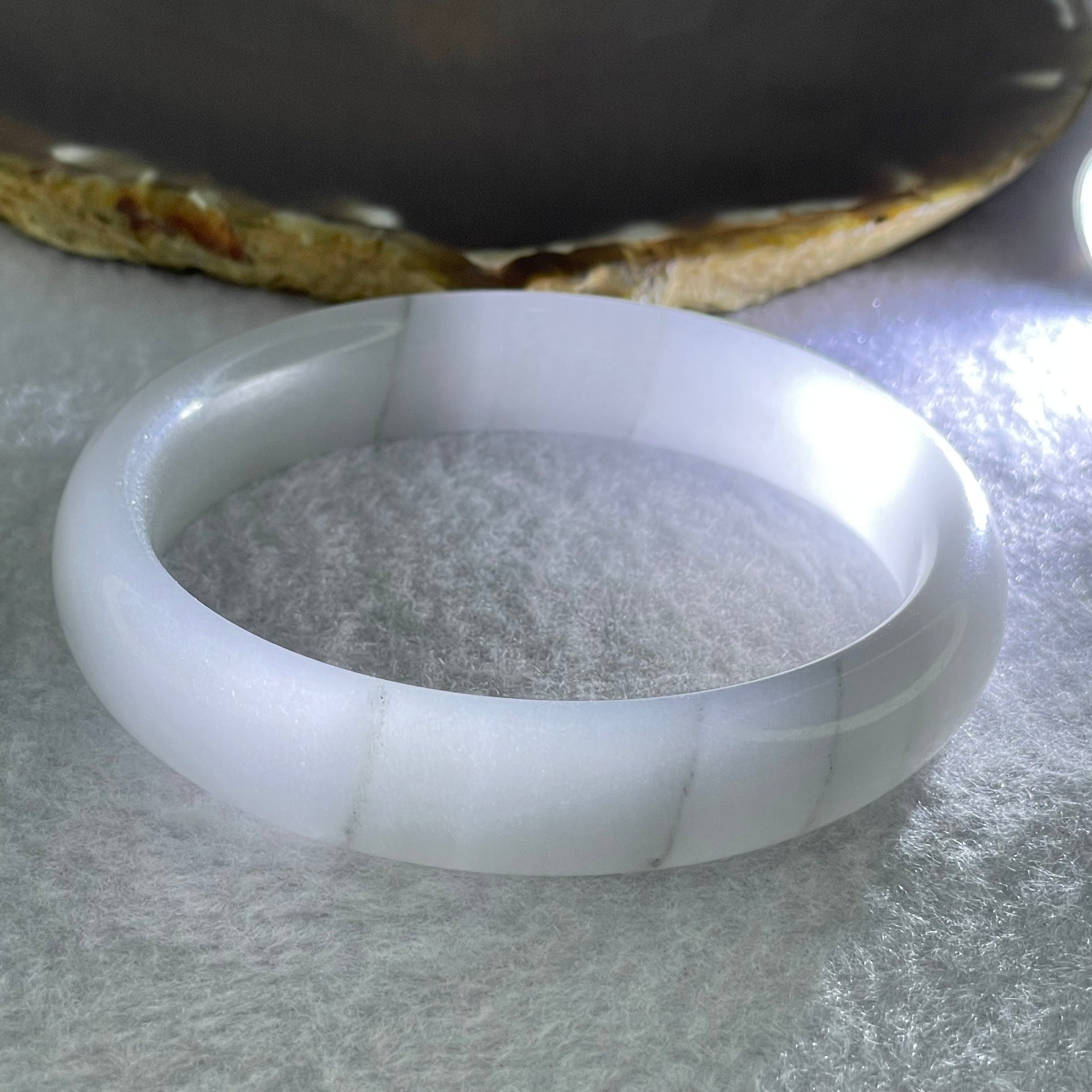 Grey Sodium Feldspar Jade Bangle Internal Diameter 61.8mm 58.62g 13.8 by 8.6mm (Close to Perfect) - Huangs Jadeite and Jewelry Pte Ltd