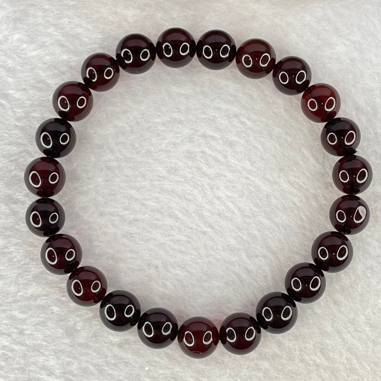 Natural Dark Red Blood Amber Beads Bracelet 天然血珀手链 8.12g 17cm 8.7mm 23 Beads - Huangs Jadeite and Jewelry Pte Ltd