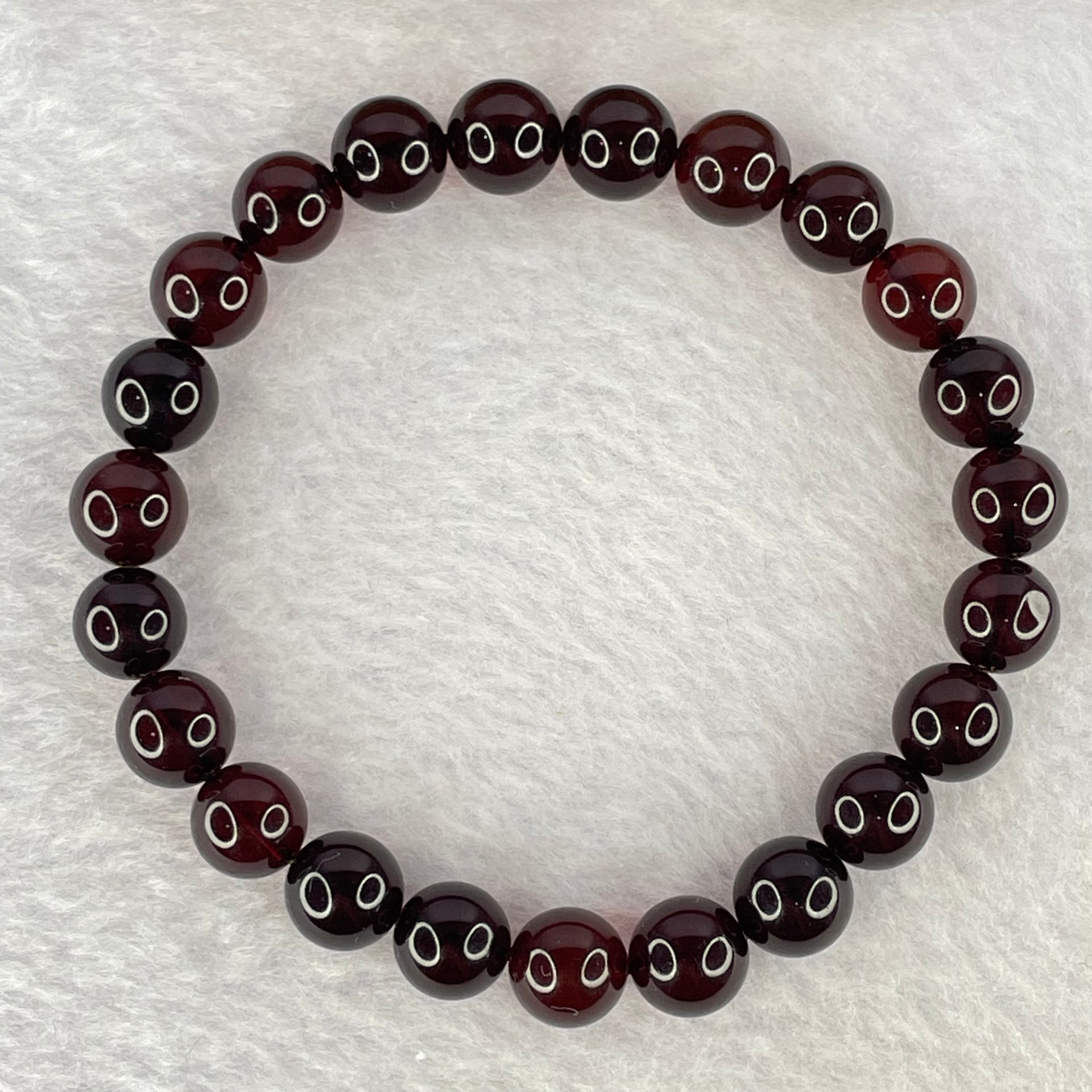 Natural Dark Red Blood Amber Beads Bracelet 天然血珀手链 8.12g 17cm 8.7mm 23 Beads - Huangs Jadeite and Jewelry Pte Ltd