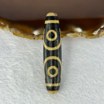 Natural Powerful Tibetan Old Oily Agate 3 Eyes Dzi Bead Heavenly Master (Tian Zhu) 三眼天诛 16.59g 59.3 by 16.6mm - Huangs Jadeite and Jewelry Pte Ltd