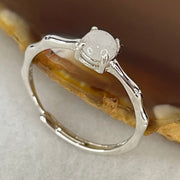 Type A Semi Icy Lavender Cabochon Jadeite in S925 Sliver Ring (Adjustable Size) 1.07g 4.5 by 2.5mm - Huangs Jadeite and Jewelry Pte Ltd
