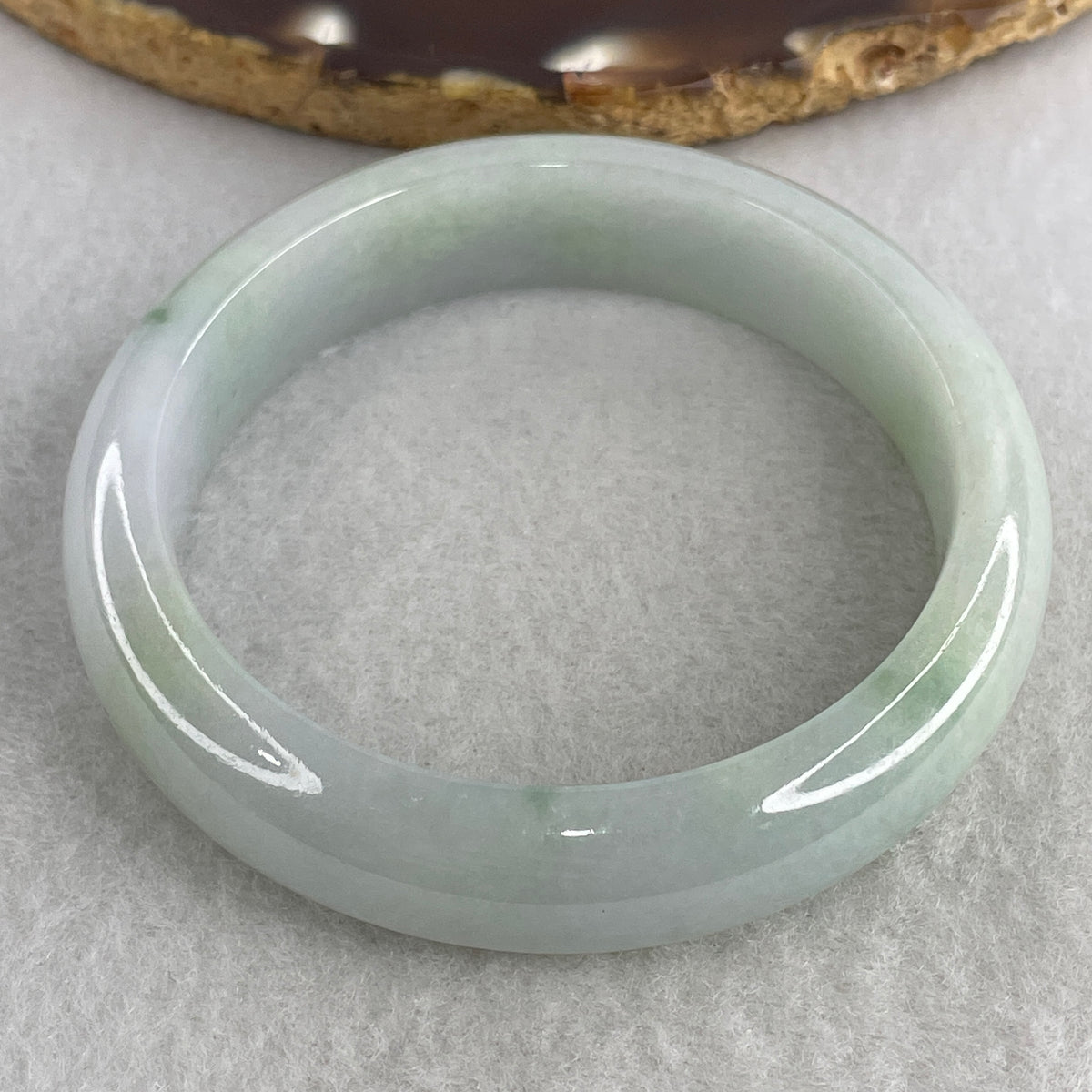 Certified Natural Type A Jelly Light Green & Light Lavender Jadeite Bangle |(53.89g | 54.0mm Inner Diameter | 13.3mm x 8.3mm | Very Very Slight External Line | Synergy, "Zi Qi Dong Lai" Noble Benefactor Magnet & Feng Shui Serenity Anchor) - Huangs Jadeite and Jewelry Pte Ltd