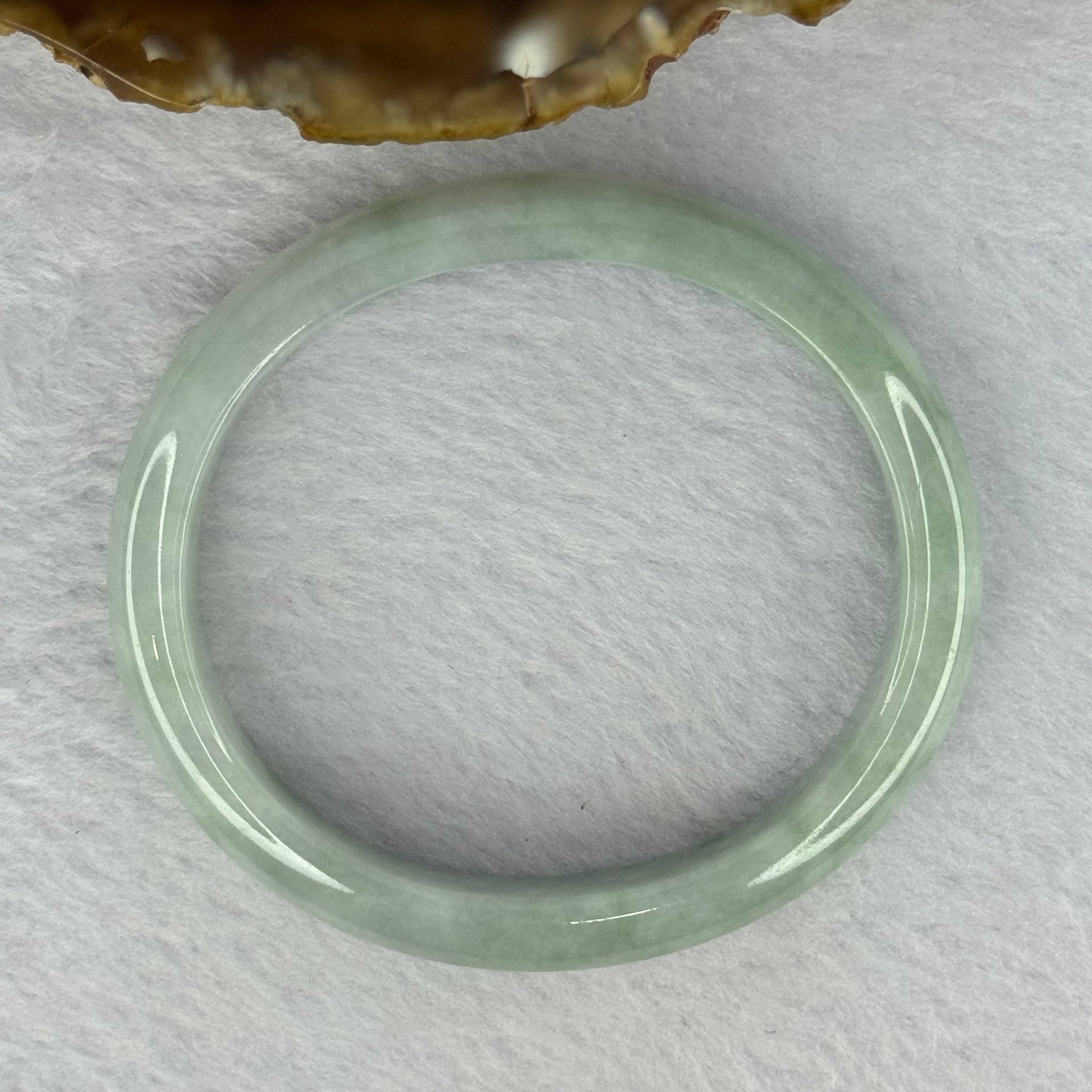 Type A Light Green with Lavender Jadeite Oval Bangle 28.33g Internal Diameter 52.1mm 9.5 by 6.5mm (Very Slight Internal Line) - Huangs Jadeite and Jewelry Pte Ltd