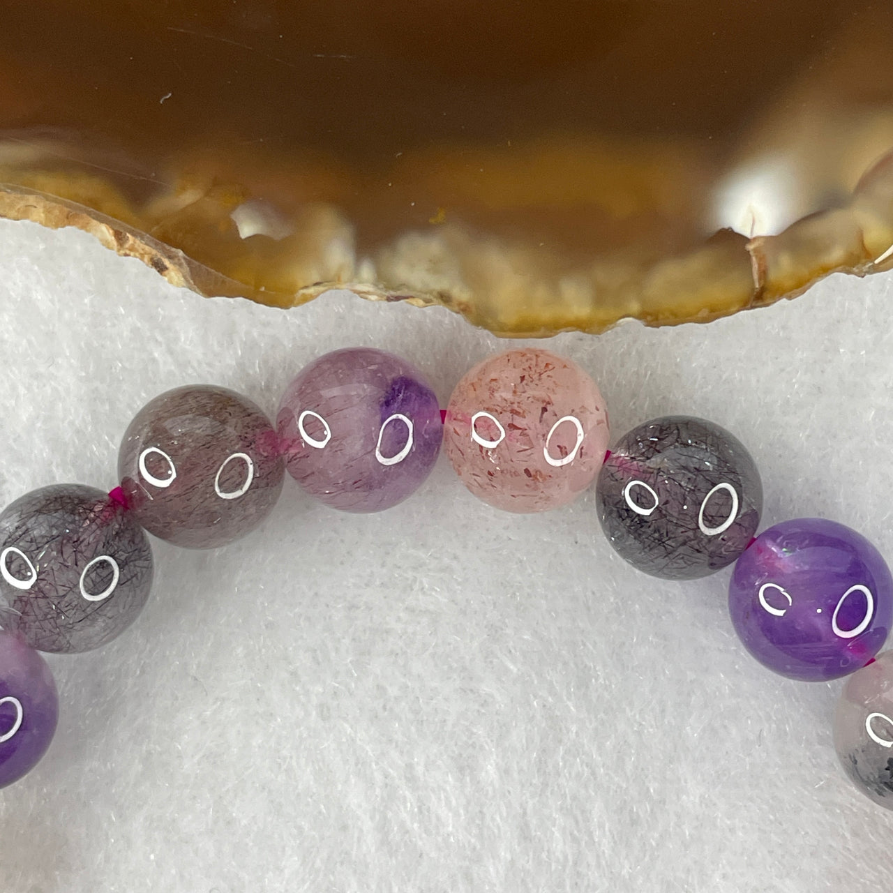 Certified Above-Average Grade Natural Super 7 Crystal Beads Bracelet | Bold High-Clarity Statement Strand | Authentic Sacred Seven Multi-Mineral Inclusions Quartz Spiritual Catalyst & Auric Shield Bracelet (24.03g | 17cm Length | 9.4mm | 22 Beads)