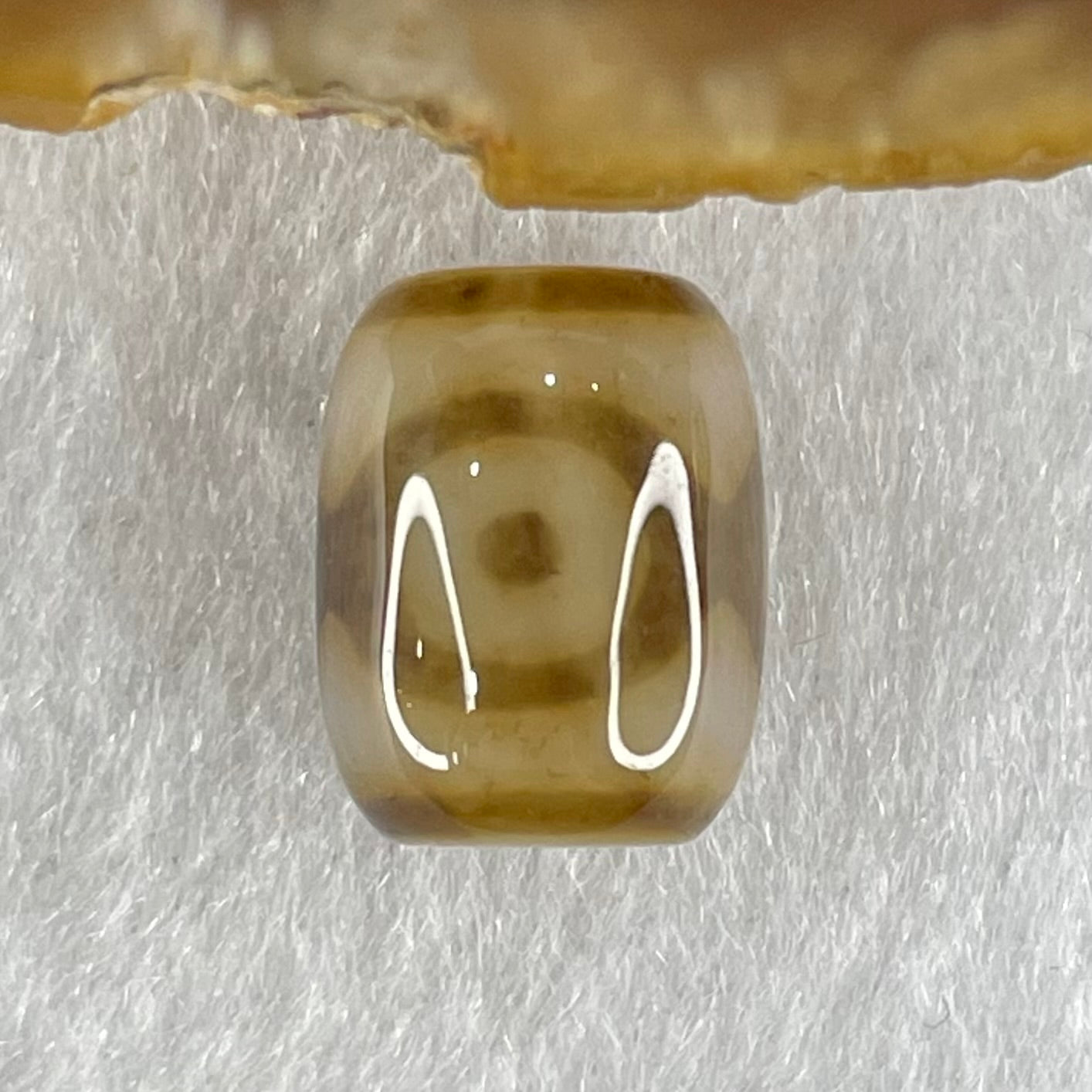 Natural Powerful Tibetan Old Oily Dark and Light Brown Agate 3 Eyes Dzi Bead Heavenly Master (Tian Zhu) 三眼天诛 2.74g 13.7 by 10.7mm - Huangs Jadeite and Jewelry Pte Ltd