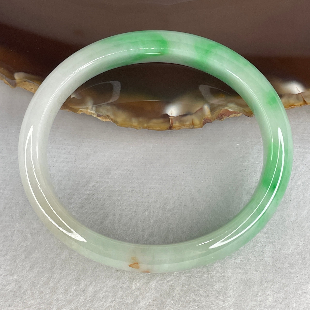 Natural Type A Multicolor Jadeite Oval Bangle | 55.0mm Light Green with Emerald Green, Brownish Yellow & Faint Lavender Palette | Premium Luxury "Fei Cui" Statement Wrist Amulet 39.78g 12.1x7.0mm (Very Slight Internal Line)