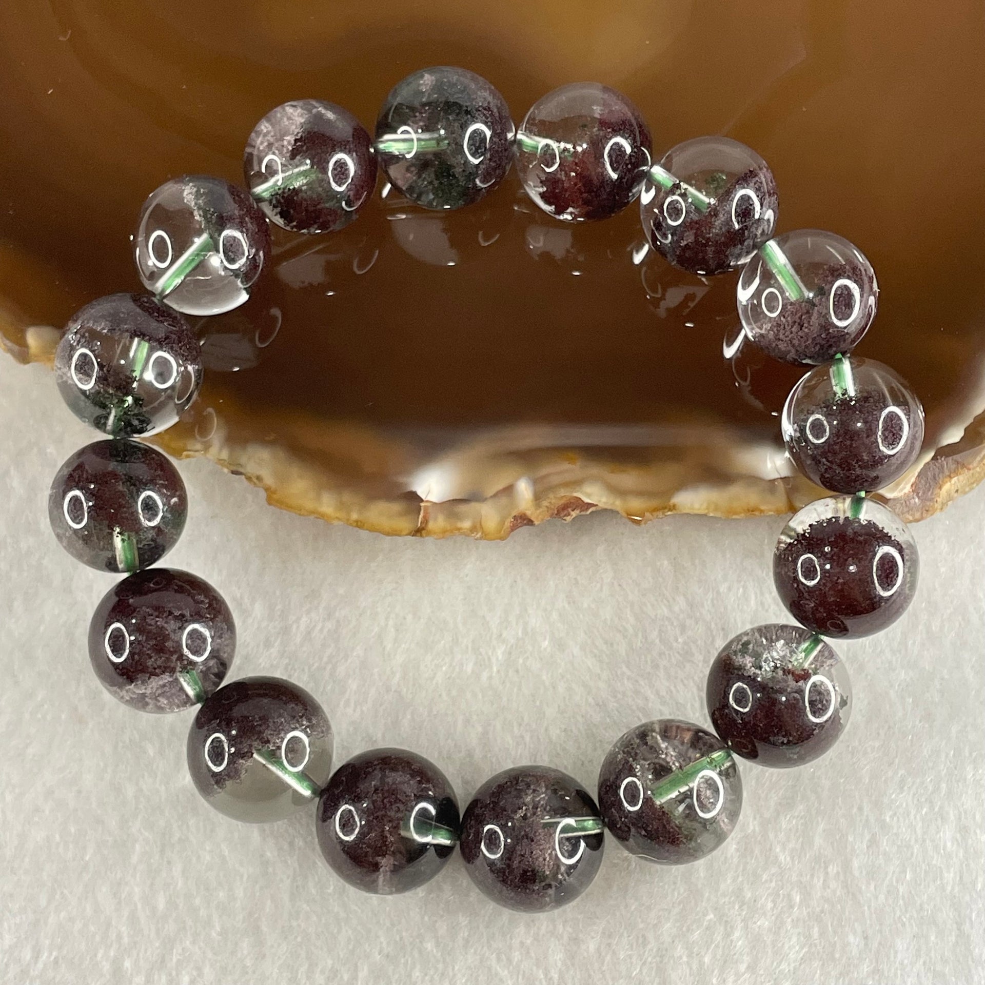 Good Grade Natural Red Phantom Quartz Beads Bracelet 53.77g 17cm 13.9mm 16 Beads - Huangs Jadeite and Jewelry Pte Ltd